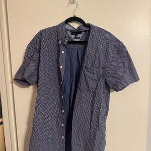 Tommy Hilfiger Men’s Blue Micro Print Short Sleeve Button-Down XXL